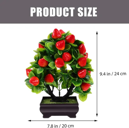 Miniatura 5 de Planta de fresa sintética en maceta de 9.45 pulgadas, bonsái artificial, adornos falsos para decoración de mesa en el hogar, oficina, decoración
