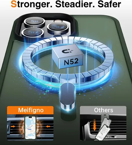 Miniatura 2 de Meifigno Magic Mag Series - Funda para iPhone 13 Pro, protección de grado militar y compatible con MagSafe, parte trasera mate translúcida
