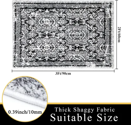 Miniatura 2 de Vaukki Alfombra de pasillo, alfombra vintage peluda y suave para lavandería, alfombra antideslizante para entrada, alfombra lavable de estilo granja