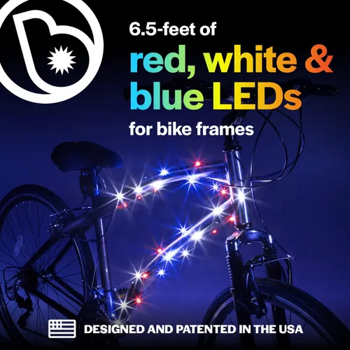 Miniatura 2 de Brightz CosmicBrightz - Cuerda de luz LED para marco de bicicleta, cuerda de 6.5 pies, funciona con pilas con interruptor de encendido/apagado