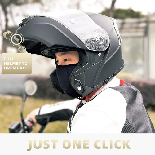 Miniatura 3 de Casco modular de motocicleta abatible de doble visera para hombre, aprobado por puntos 965