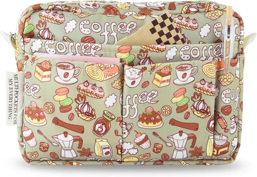 Miniatura 27 de qianshan Organizador de Portafolio con Múltiples Bolsillos, Bolsa de Cosméticos Impermeable con Cremallera de Viaje, Bolsa de Almacenamiento