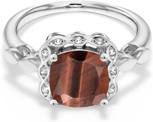 Miniatura 72 de Gem Stone King Anillo de compromiso de plata de ley 925 de 0.315 in con piedra natal y zafiro blanco creado Anillo de compromiso de boda