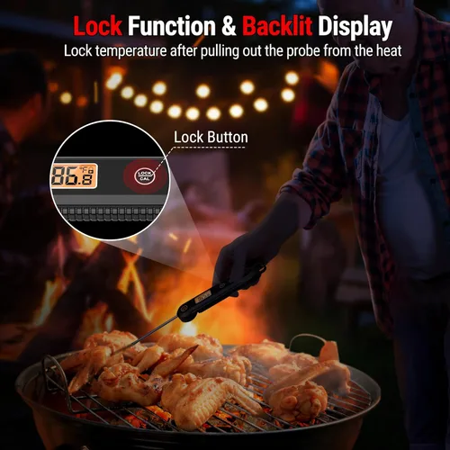 Miniatura 5 de ThermoPro Termómetro digital de lectura instantánea para carne para asar a la parrilla, termómetro impermeable para alimentos de cocina con Negro