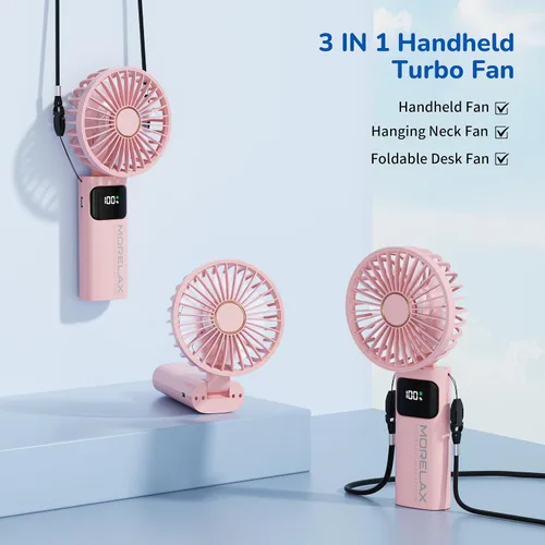 Miniatura 4 de Ventilador de mano portátil, mini ventilador personal plegable recargable por USB, 5200 mAh, 180 ajustables, viento de 6 velocidades, ventilador
