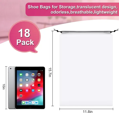 Miniatura 2 de Paquete de 18 bolsas de zapatos para viajes, 11.8 x 15.7 pulgadas, bolsas de viaje para zapatos para empacar, bolsa de viaje para zapatos, bolsas