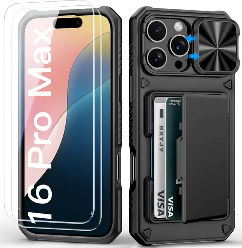 Miniatura 11 de BXYJY Funda tipo cartera para iPhone 15 Pro con tarjetero (4-5 tarjetas) y cubierta deslizante para cámara y soporte, protección contra caídas