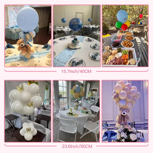 Miniatura 6 de TEKXYZ Soportes de globos de acrílico transparente para mesa, altura ajustable de 15.75 pulgadas, 23.6 pulgadas, 31.5 pulgadas, centros de mesa