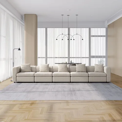 Miniatura 18 de Guyii Sofá Seccional de Terciopelo, Sofá Loveseat Moderno de Gran Tamaño con 2 Almohadas, Sofá Convertible de 81.88 pulgadas de Largo con Cojines