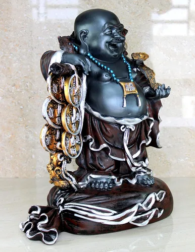 Miniatura 2 de eSplanade Estatua de Buda sonriente de resina, figura de Feng Shui, pieza de exhibición para sala de estar, hogar, oficina, decoración y regalo, 16