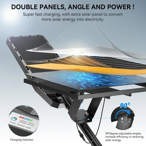 Miniatura 2 de VOOJOY Farolas solares de 9000 W para exteriores, 7000 K, luz solar LED para exteriores, luz de calle del atardecer al amanecer, lámpara LED gran