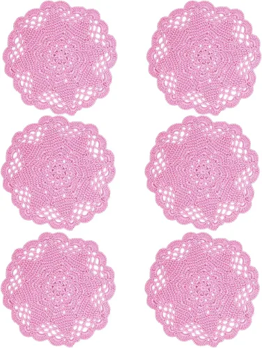 Miniatura 38 de Juego de 2 manteles individuales de encaje con diseño de flores huecas de ganchillo, manteles individuales de encaje para taza de té, aniversario