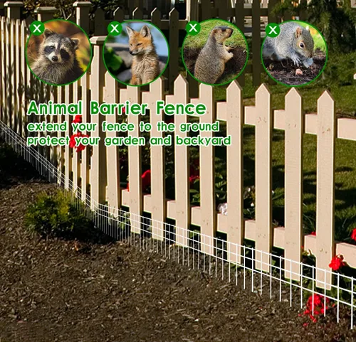 Miniatura 2 de Valla de barrera de animales sin excavación de 24 x 15 pulgadas, paquete de 10 vallas protectoras blancas con espacio de púas de 1.5 pulgadas