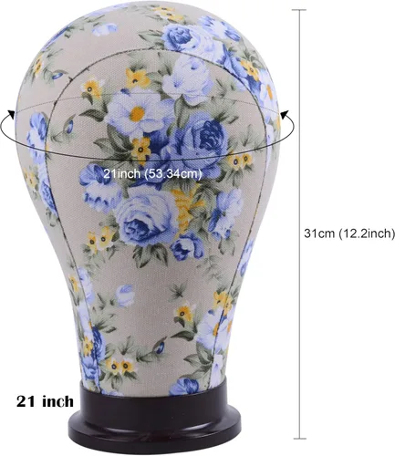 Miniatura 6 de YANTAISIYU 1 pieza de cabeza de maniquí de lona para extensión de cabello, pelucas de encaje para hacer y exhibir pelucas (azul, 21 pulgadas)