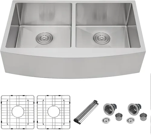 Miniatura 11 de Mocoloo Fregadero de granja de 30 pulgadas de acero inoxidable - Fregadero de cocina de granja de 30x21 pulgadas con delantal frontal, de un solo
