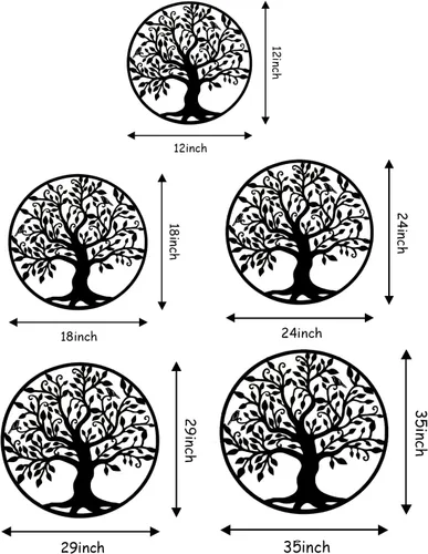 Miniatura 8 de Fayholy Árbol de la vida arte de pared de metal, decoración de pared de árbol de metal, camisetas circulares para sala de estar, dormitorio