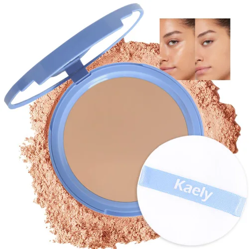 Miniatura 13 de evpct Polvo facial prensado para control de aceite, compacto para mujeres, base de maquillaje translúcida para mujeres, impermeable, de larga