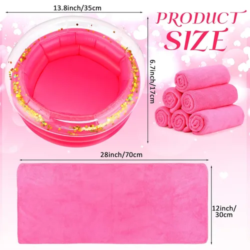 Miniatura 2 de Fanfanwin Kit de spa de pies de 12 piezas para niñas de 13.8 x 13.8 x 6.7 pulgadas inflable para el cuidado de los pies, baño portátil y toallas