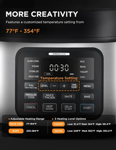 Miniatura 7 de Midea Olla a presión eléctrica 12 en 1, 6 cuartos de galón, 12 preajustes, olla de cocción lenta programable multifuncional, olla arrocera