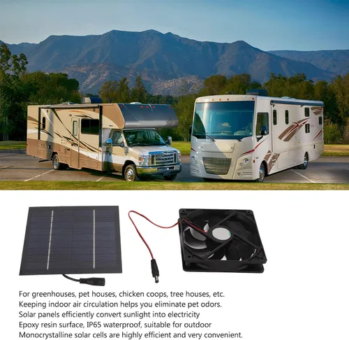 Miniatura 4 de Kit de ventilador de panel solar, mini ventilador de panel solar de 100 W, ventilador de techo alimentado por energía solar para RV, yate