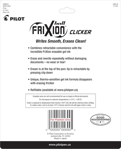 Miniatura 8 de PILOT FriXion - Bolígrafos borrables de punta fina, 0.028 in, para Rocketbook y cuaderno, paquete de 6 bolígrafos de gel borrables azules + 4