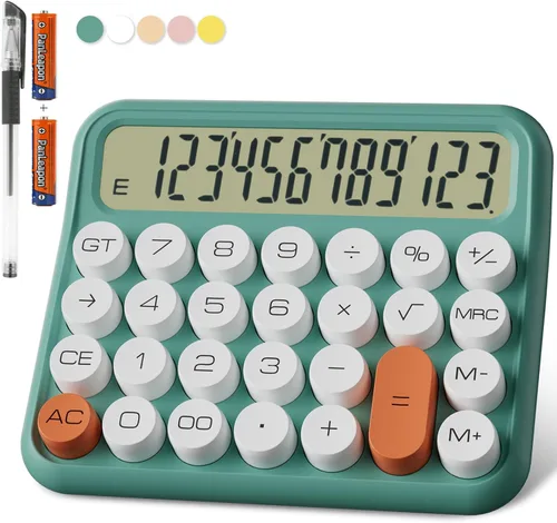 Miniatura 16 de DECKLIT Calculadora de escritorio con batería, pantalla LCD extra grande de 12 dígitos, botones grandes fáciles de presionar, pantalla de Rosa