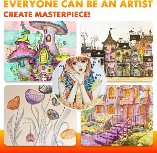 Miniatura 3 de nsxsu Suministros de arte para niños, adolescentes y adultos, 12 lápices arcoíris, suministros de dibujo, lápices de colores gigantes para dibujar