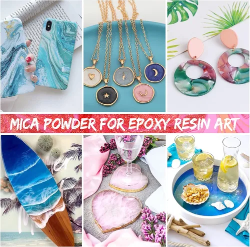 Miniatura 7 de HTVRONT - Polvo de mica para resina epoxi de 4.59 onzas, pigmento en polvo de 26 colores, es natural y fácil de mezclar para fabricar jabón, brillo