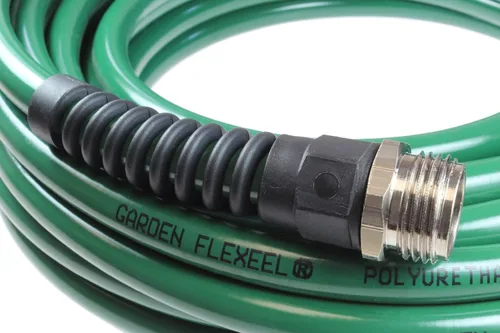 Miniatura 3 de Coilhose Garden Flexeel - Manguera de jardín de poliuretano de perfil delgado con accesorios de manguera de latón de 3/4 pulgadas, color verde