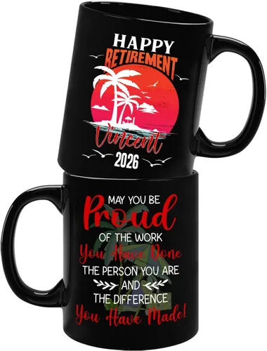 Miniatura 15 de Taza de café negra de jubilación personalizada, Jubilado está bajo nueva gestión, mira a la esposa para más detalles, taza de té de 11 15 onzas