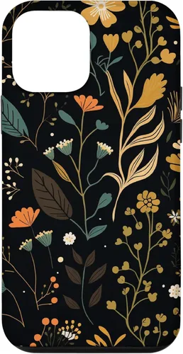 Miniatura 16 de Funda negra para iPhone 12/12 Pro con diseño floral, estética, simple, bohemio, moderno, flores botánicas