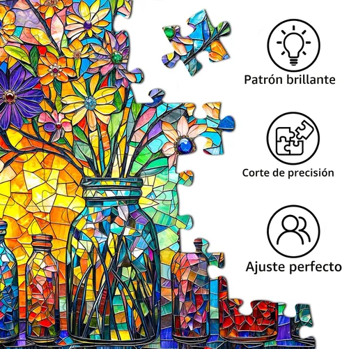 Miniatura 6 de Rompecabezas de Vidrio Manchado Flores de la Vida Rompecabezas para Adultos 1000 Piezas, Rompecabezas para Adultos, Juego Desafiante para Adultos