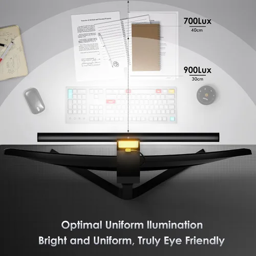 Miniatura 3 de Quntis Barra de luz para monitor con control remoto, 16.7 pulgadas, cuidado de los ojos, barra de luz para computadora sin deslumbramiento