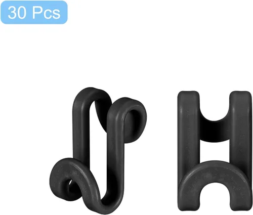 Miniatura 3 de uxcell Ganchos de conector para colgar ropa, 30 unidades, ganchos de plástico ABS, ganchos extensores, ganchos para colgar ahorran espacio para Negro