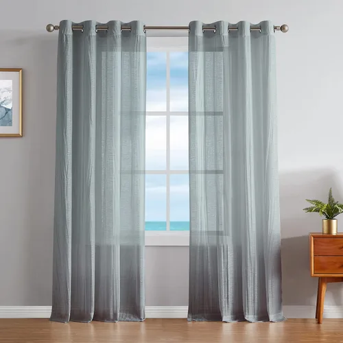 Miniatura 14 de Nautica - Cordelia - Cortina transparente aplastada Cortinas para ventana Cortinas ligeras Juego de 2 paneles Transparente Cabecera