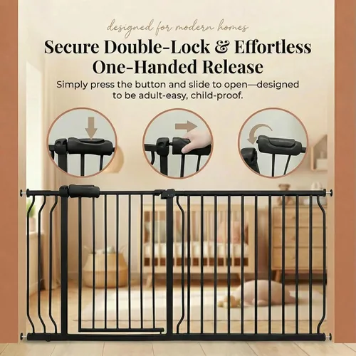 Miniatura 4 de Puertas para bebés extra anchas de 48 a 53 pulgadas, puerta grande para bebé, para escaleras, para mascotas, puertas para interiores, para puertas