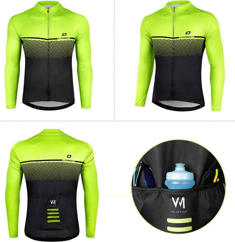 Miniatura 2 de Maillot de ciclismo para hombre, manga larga, con 3 bolsillos traseros, secado rápido, transpirable, para bicicleta