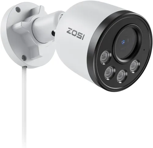 ZOSI ZG1804E Cámara adicional de 4MP con audio, cámara de seguridad PoE para exteriores con visión nocturna, detección humana inteligente, IP66