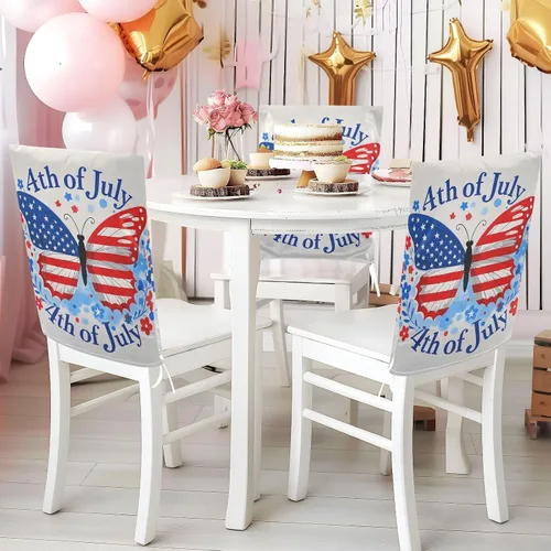 Miniatura 5 de 4th of July Independence Day Red Blue Butterfly Decorative Office Chair Slipcover for Family Gatherings Washable Slip Cover protectores de sillas