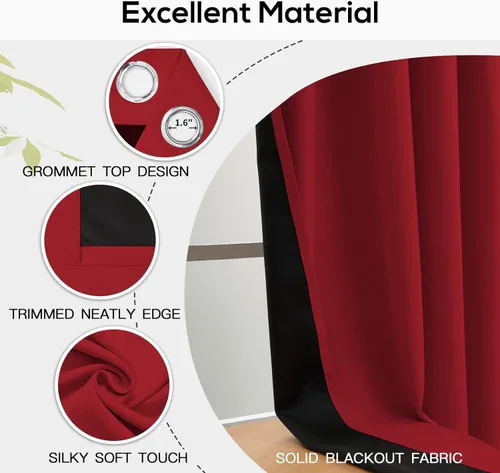 Miniatura 269 de Yakamok Cortinas negras, cortinas de ventana con aislamiento térmico y eficiencia energética para dormitorio, cortinas opacas completas y cortinas