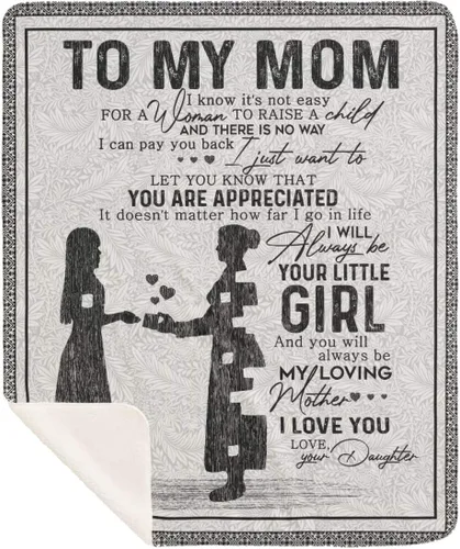Miniatura 13 de Manta personalizada para mamá de hija e hijo, manta personalizada para el día de la madre con nombres de los niños, manta con texto en inglés «To My