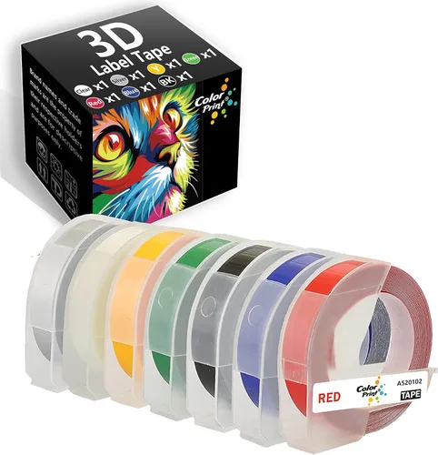 Cinta de etiquetas compatible con impresión de color de 7 colores para Dymo 3D en relieve para fabricante de etiquetas de plástico para organizador