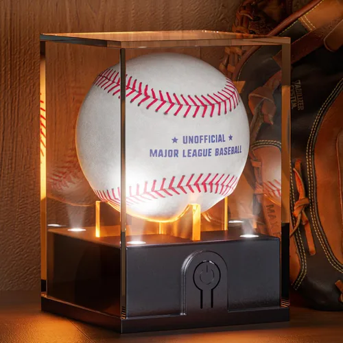 Miniatura 8 de Vitrina de béisbol con luz LED, estuche de béisbol acrílico para exhibición, soporte de béisbol iluminado, protector UV, estuche transparente
