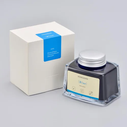 Miniatura 2 de Asvine Hongdian Pluma estilográfica con tinta embotellada Azul, Botella de tinta de 60ml para pluma estilográfica sin carbono