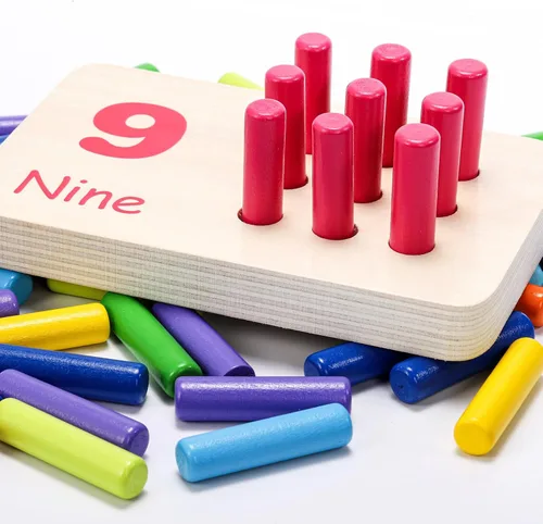 Miniatura 4 de Tablero de clavijas de madera para contar matemáticas, juguetes de conteo de números, actividades de aprendizaje, juguetes educativos Montessori