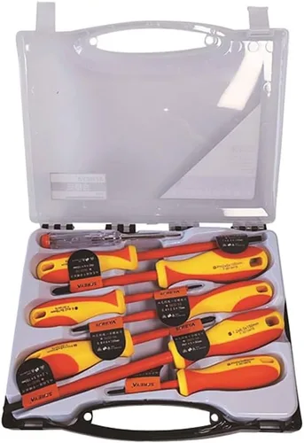 S671-8 1000V - Juego de destornilladores eléctricos aislados de 8 piezas, certificado VDE GS, IEC 60900 y ASTM F1505, compatible con OSHA CRV