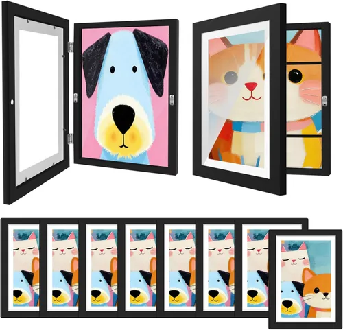 Miniatura 10 de Paquete de 4 marcos de arte para niños de 8.5x11 pulgadas, marcos reversibles cambiables para exhibición de fotos, almacenamiento para proyectos