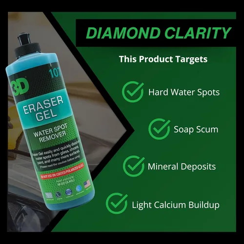 Miniatura 3 de 3D Eraser Gel Removedor de manchas de agua en gel – Fórmula de gel ácido para manchas de agua dura y depósitos minerales – Seguro para pintura