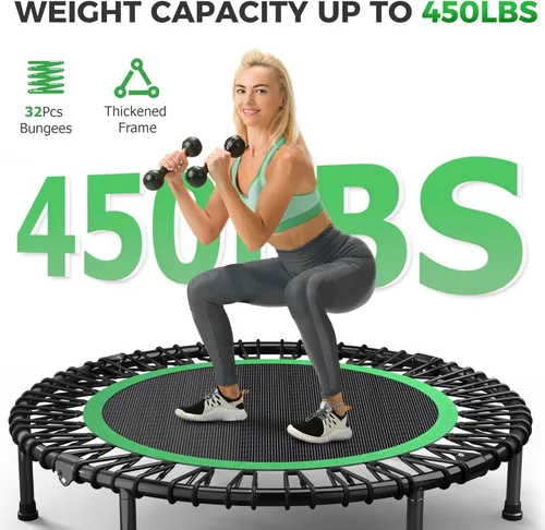 Miniatura 2 de 40"/48" Rebounder Trampoline for Adults with Bungee Cords, Exercise Rebounder for Adults Indoor/Outdoor Workout, Max Load 450/550 LBS