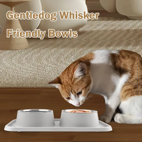 Miniatura 7 de Cuencos para gatos para alimentos y agua, cuencos dobles premium removibles de acero inoxidable con fondo antideslizante y soporte elevado
